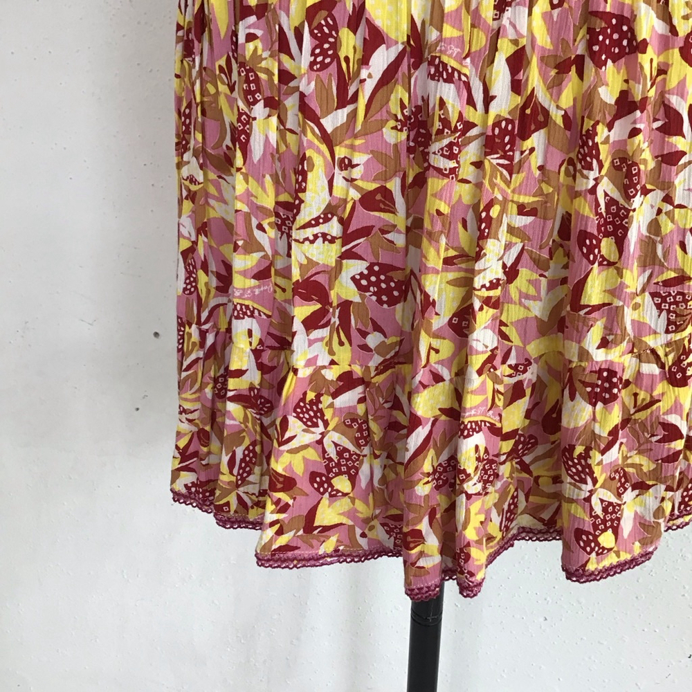 Poupette St Barth Women Elegant Mini Dress S Pink Yellow Floral - Picture 10 of 14